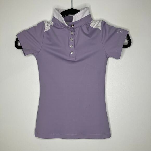 NWT FREE RIDE EQUESTRIAN Children's Devon Short Sleeve Competition Top Purple 6 - Picture 1 of 6